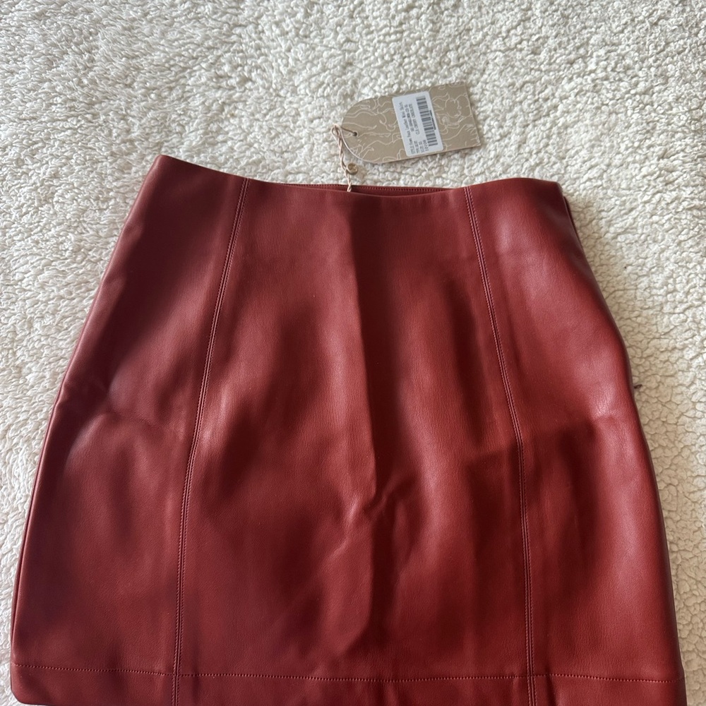 Meshki Faux Leather Mini Skirt New